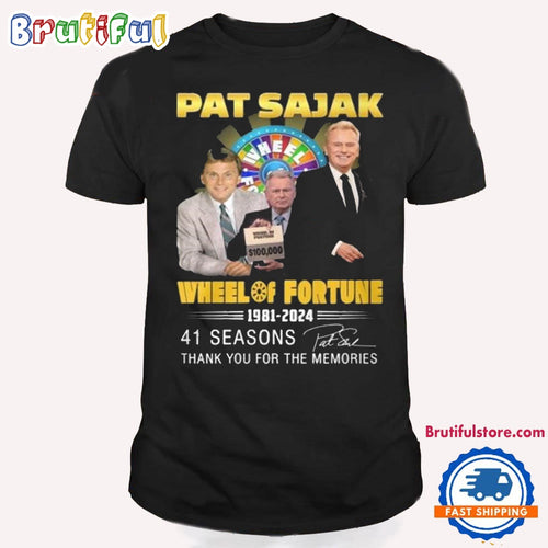 Pat Sajak Wheel Of Fortune 1981-2024 41 Seasons Signature T Shirt
