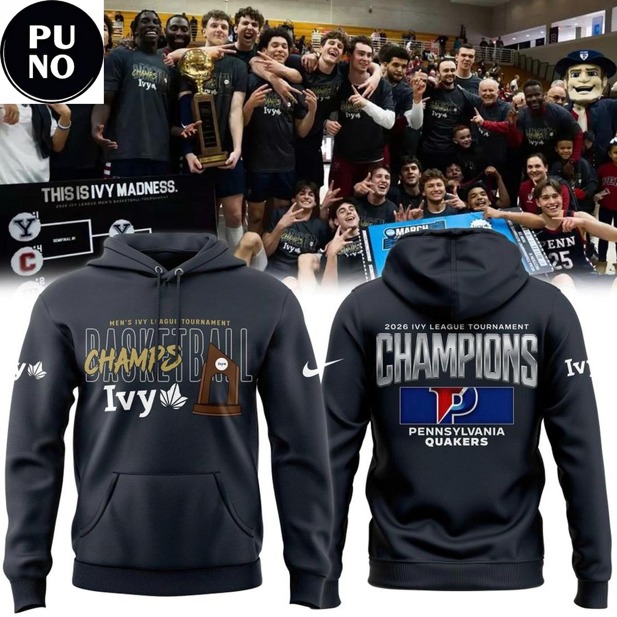 Pennsylvania Quakers 2026 Ivy League Men’s Basketball Tournament Champions Hoodie T-Shirt