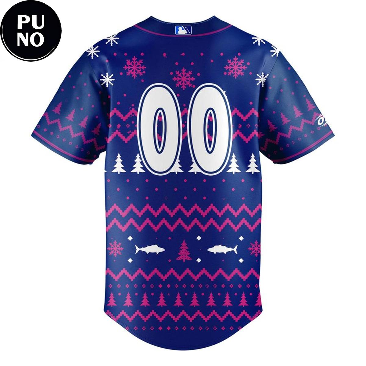 Pensacola Blue Wahoos x Halfway to the Holidays 2026 Personalized Baseball Jersey