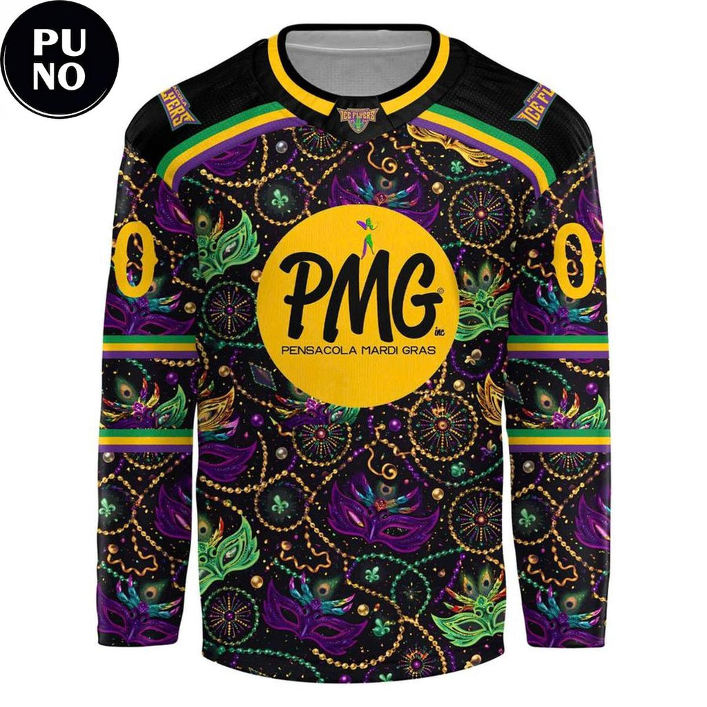 Pensacola Ice Flyers x Mardi Gras Night 2026 Personalized Hockey Jersey