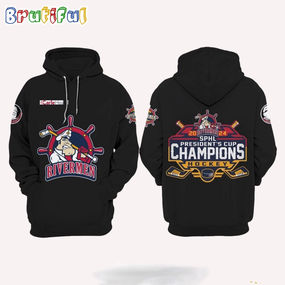 Peoria Rivermen 2024 SPHL President’t Cup Champions Hockey Hoodie
