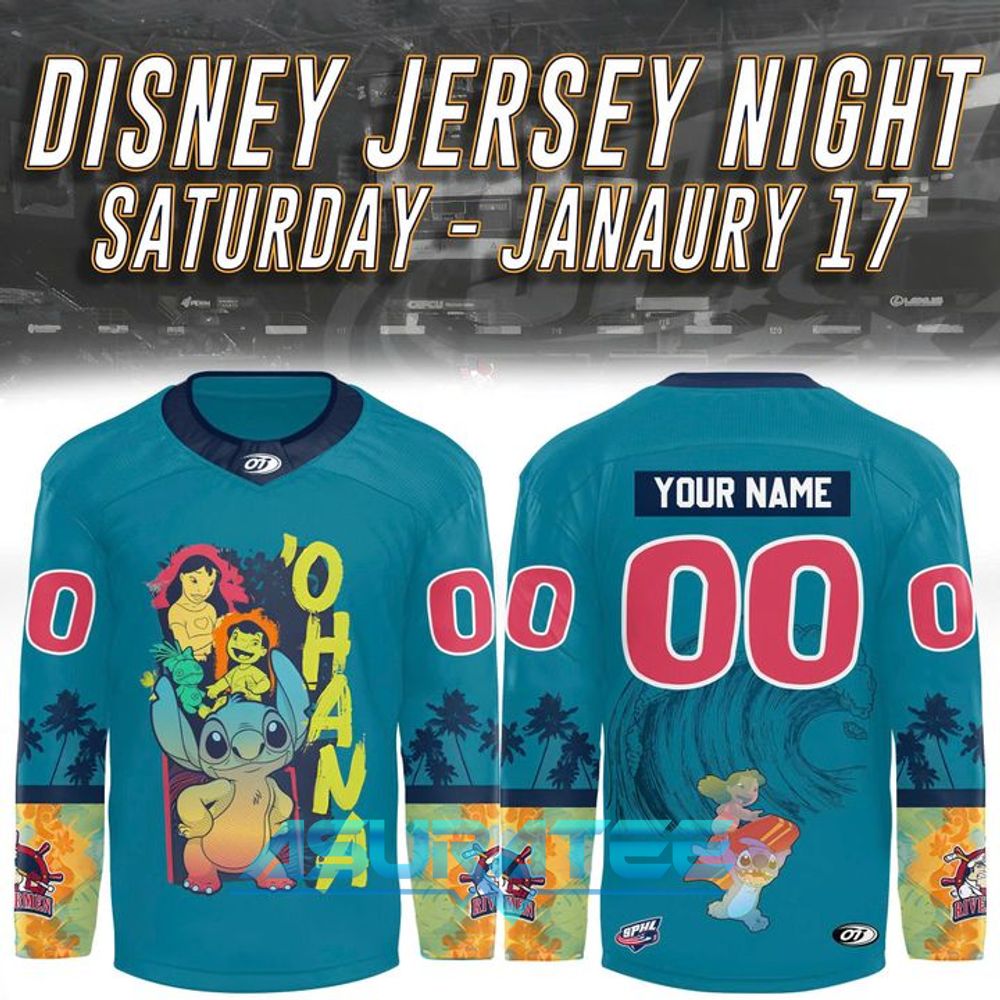 Peoria Rivermen x Stitch Disney Jersey Night Special Hockey Jersey