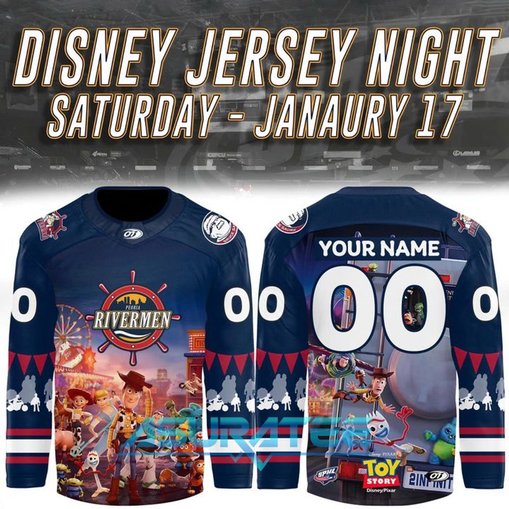 Peoria Rivermen x Toy Story Disney Jersey Night Special Hockey Jersey