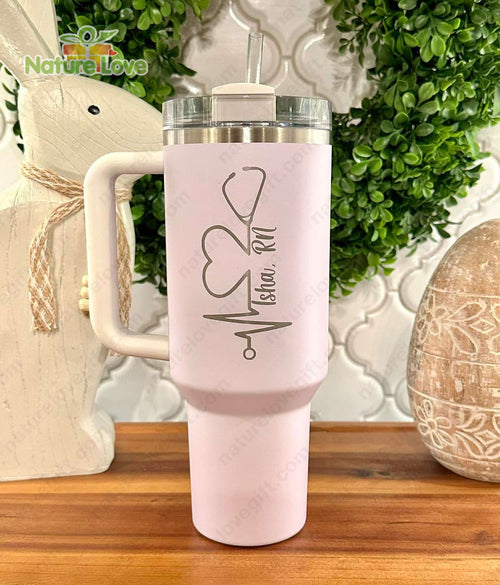 Personalized 40oz Stanley Tumbler with Name Valentine Gift for Nurse