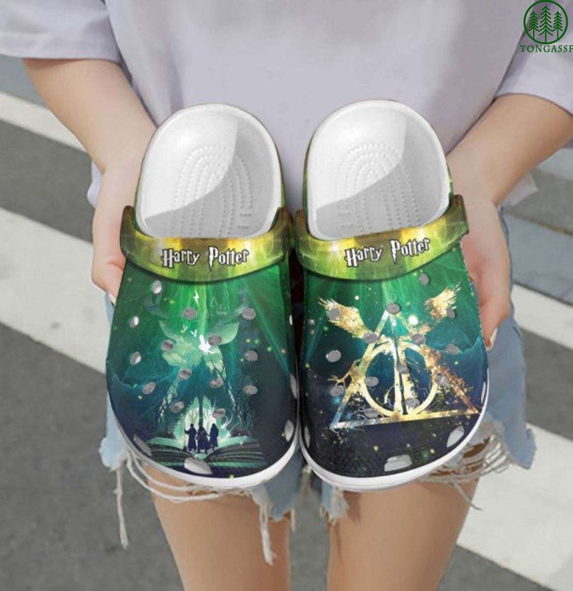 Personalized Deer Patronus And Deathly Hallows Crocs, Harry Potter Crocband Clog