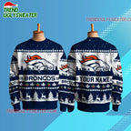 Personalized Personalized Denver Broncos NFL Snow Ugly Christmas Sweater