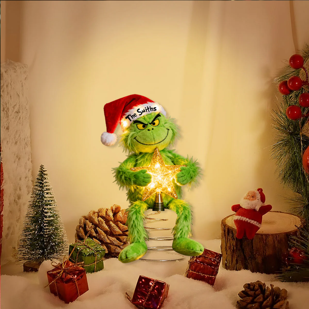 Personalized Grinch Stole Christmas LED Light Tree Topper