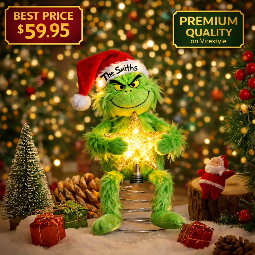 Personalized Grinch Stole Christmas LED Light Tree Topper