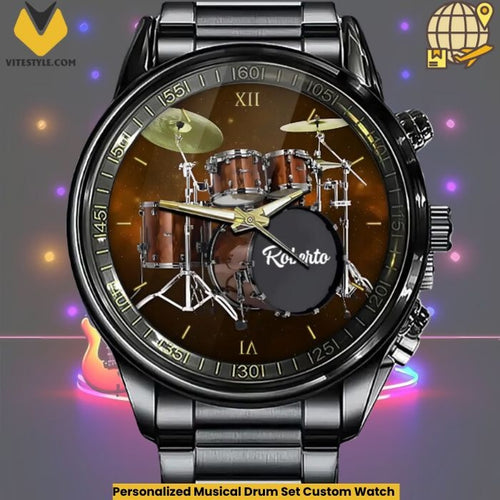 Personalized Musical Drum Set Custom Watch