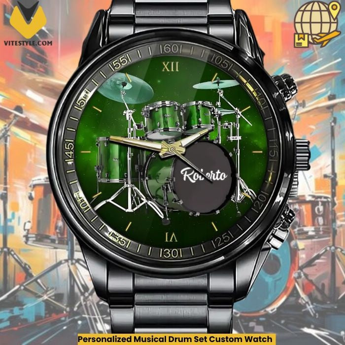 Personalized Musical Drum Set Custom Watch
