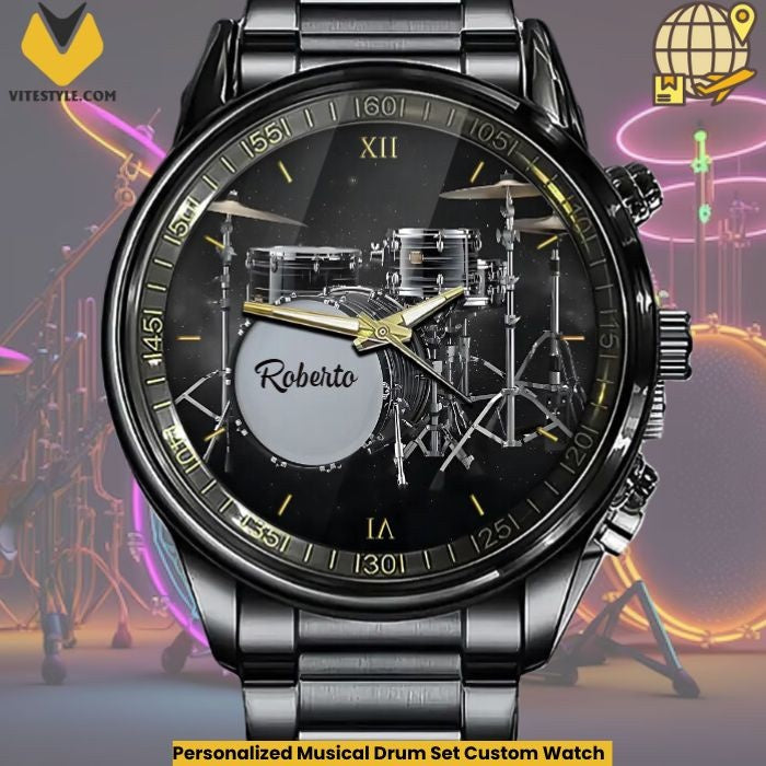 Personalized Musical Drum Set Custom Watch