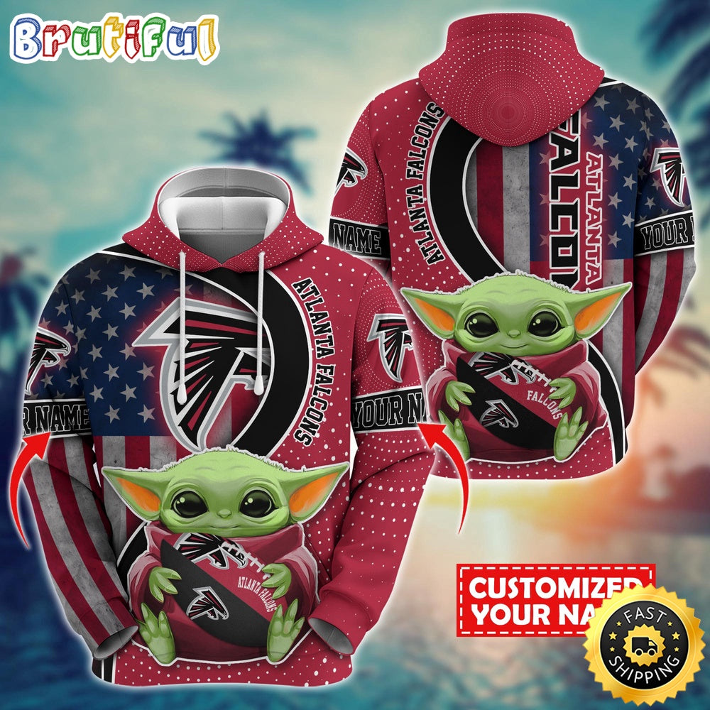 Personalized NFL Atlanta Falcons Hoodie Baby Yoda Unisex Hoodie For Fans