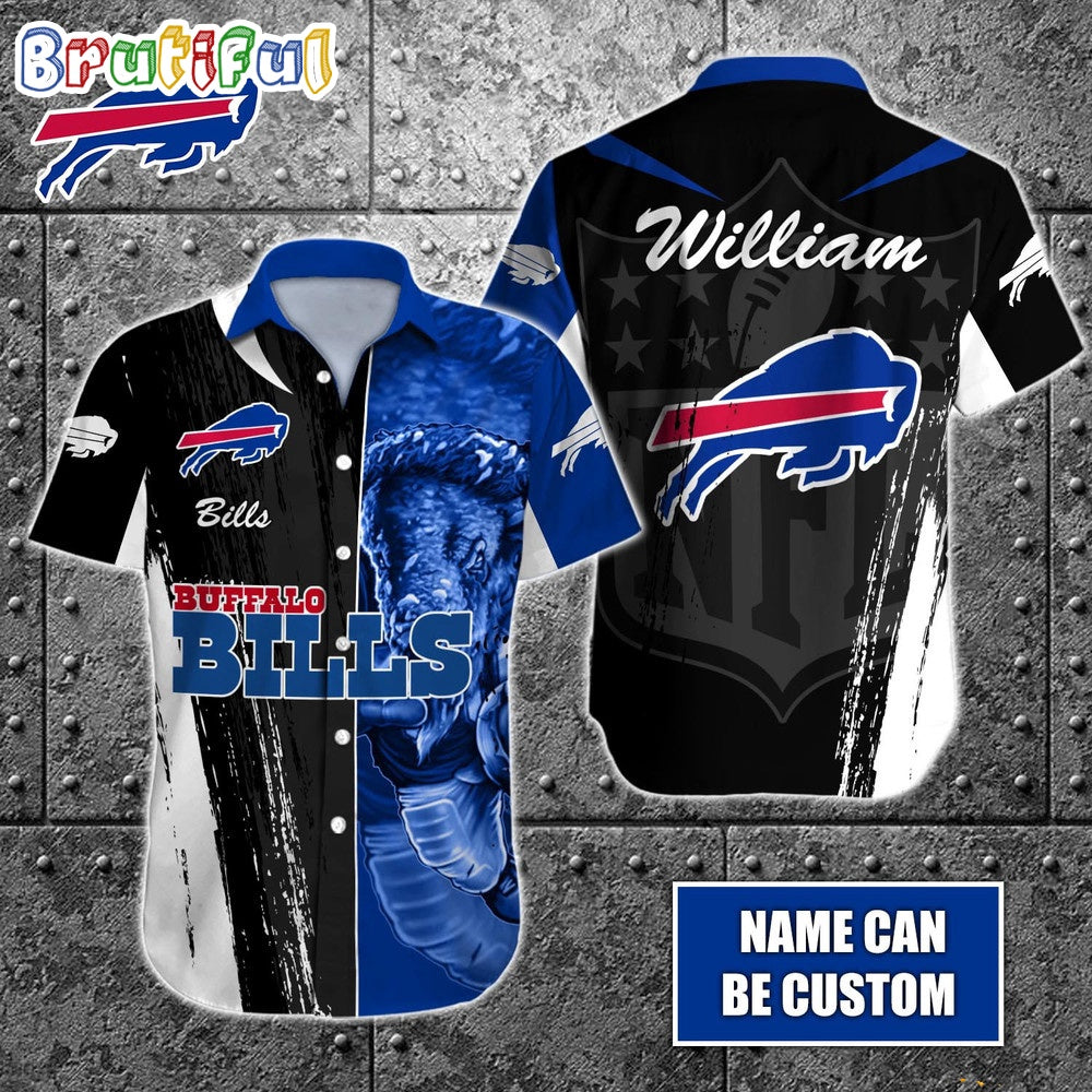 Personalized NFL Buffalo Bills Hawaiian Shirt Special Half Tone Mascot Aloha Shirt