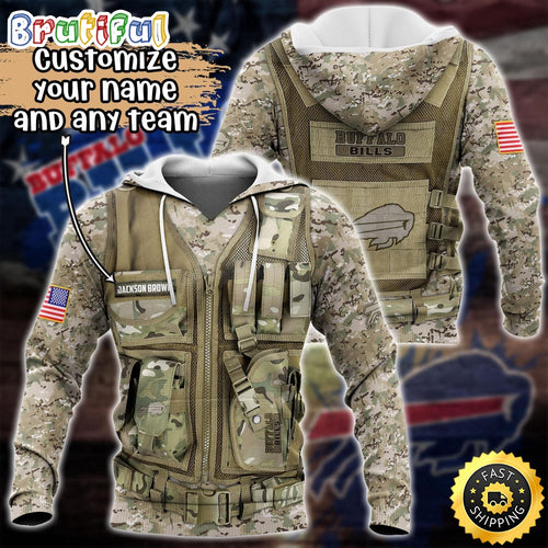 Personalized NFL Buffalo Bills Hoodie Camo Military Hoodie