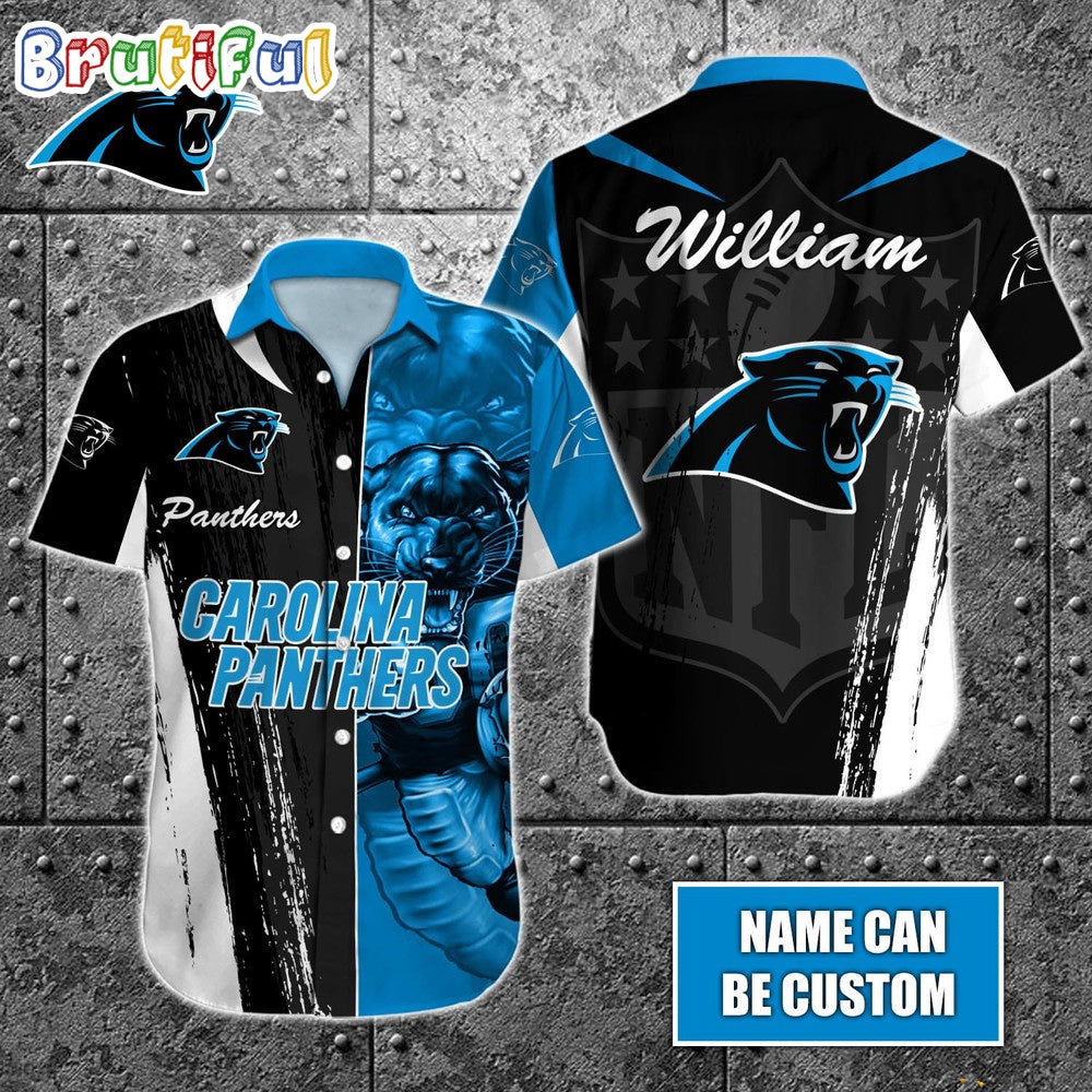 Personalized NFL Carolina Panthers Hawaiian Shirt Special Half Tone Mascot Aloha Shirt