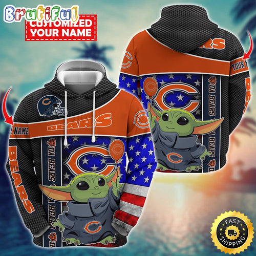 Personalized NFL Chicago Bears Hoodie Baby Yoda Unisex Hoodie