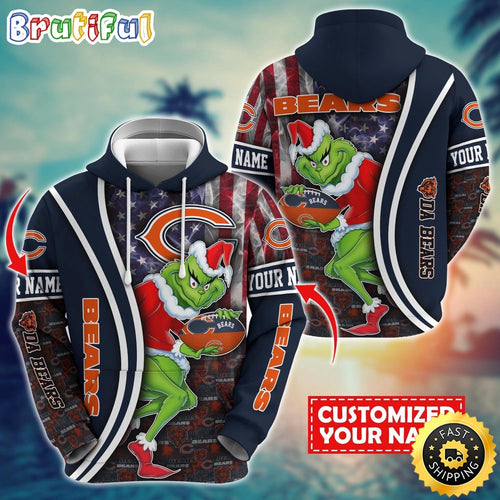 Personalized NFL Chicago Bears Hoodie Grinch Unisex Hoodie
