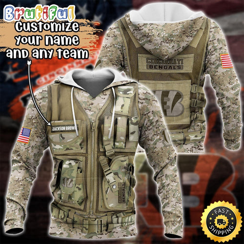 Personalized NFL Cincinnati Bengals Hoodie Camo Military Hoodie