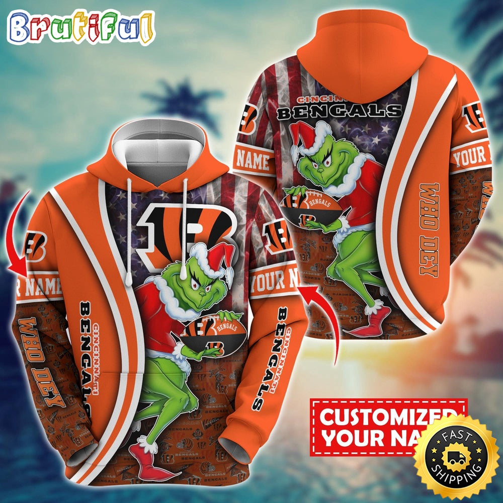 Personalized NFL Cincinnati Bengals Hoodie Grinch Unisex Hoodie