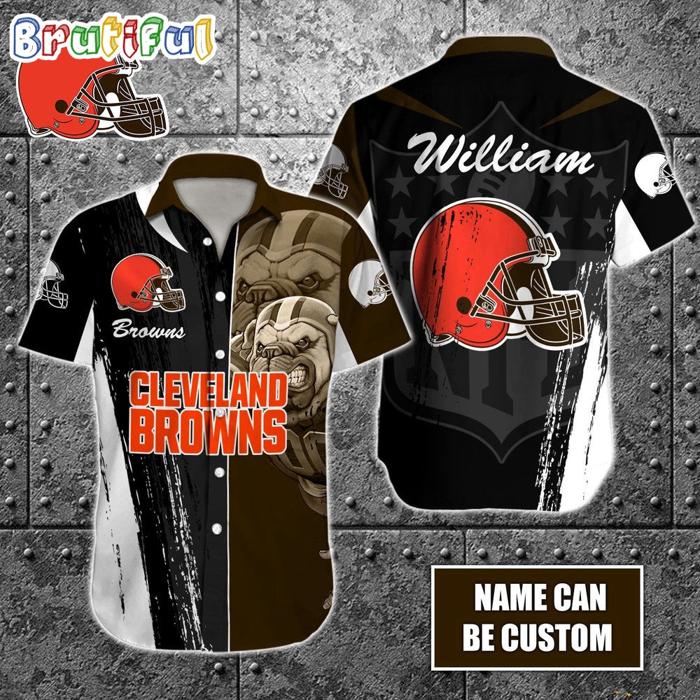 Personalized NFL Cleveland Browns Hawaiian Shirt Special Half Tone Mascot Aloha Shirt