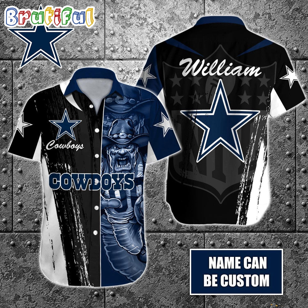 Personalized NFL Dallas Cowboys Hawaiian Shirt Special Half Tone Mascot Aloha Shirt