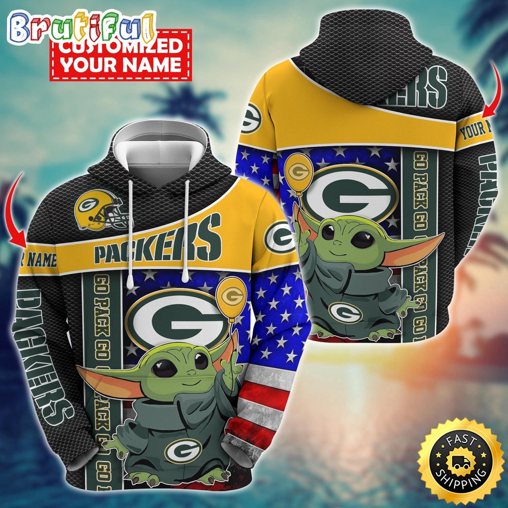 Personalized NFL Green Bay Packers Hoodie Baby Yoda Unisex Hoodie