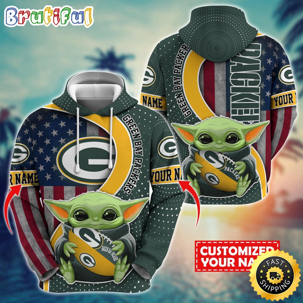 Personalized NFL Green Bay Packers Hoodie Baby Yoda Unisex Hoodie For Fans