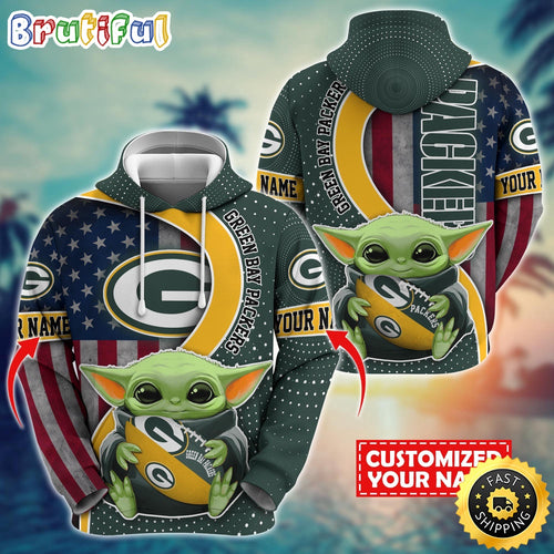 Personalized NFL Green Bay Packers Hoodie Baby Yoda Unisex Hoodie For Fans