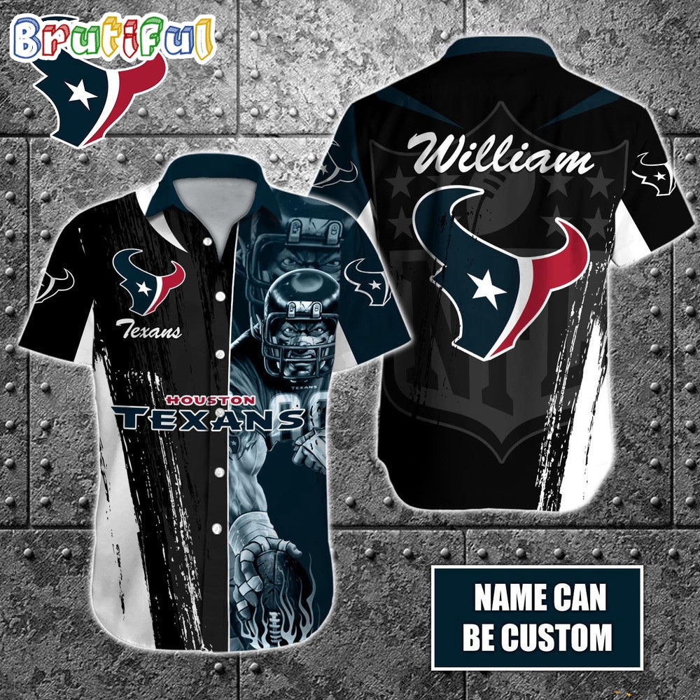 Personalized NFL Houston Texans Hawaiian Shirt Special Half Tone Mascot Aloha Shirt