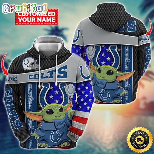 Personalized NFL Indianapolis Colts Hoodie Baby Yoda Unisex Hoodie
