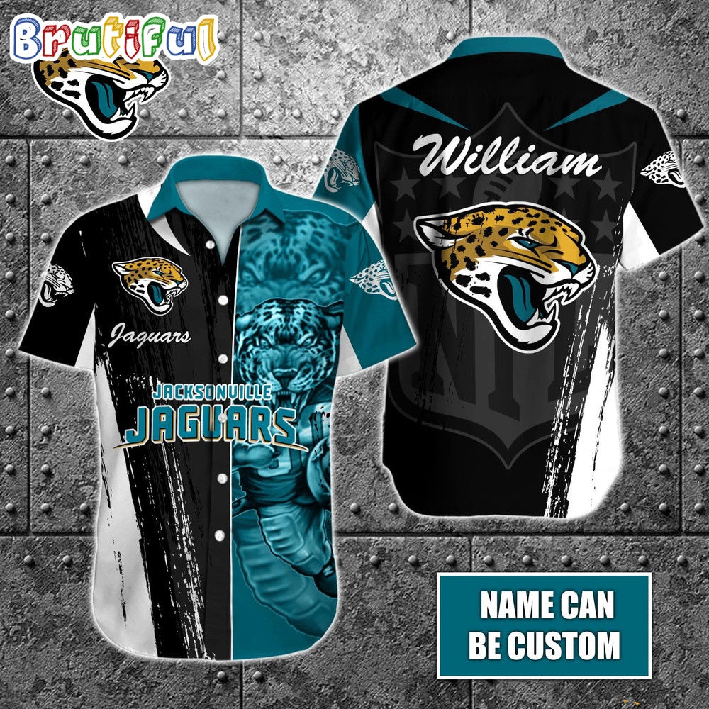 Personalized NFL Jacksonville Jaguars Hawaiian Shirt Special Half Tone Mascot Aloha Shirt