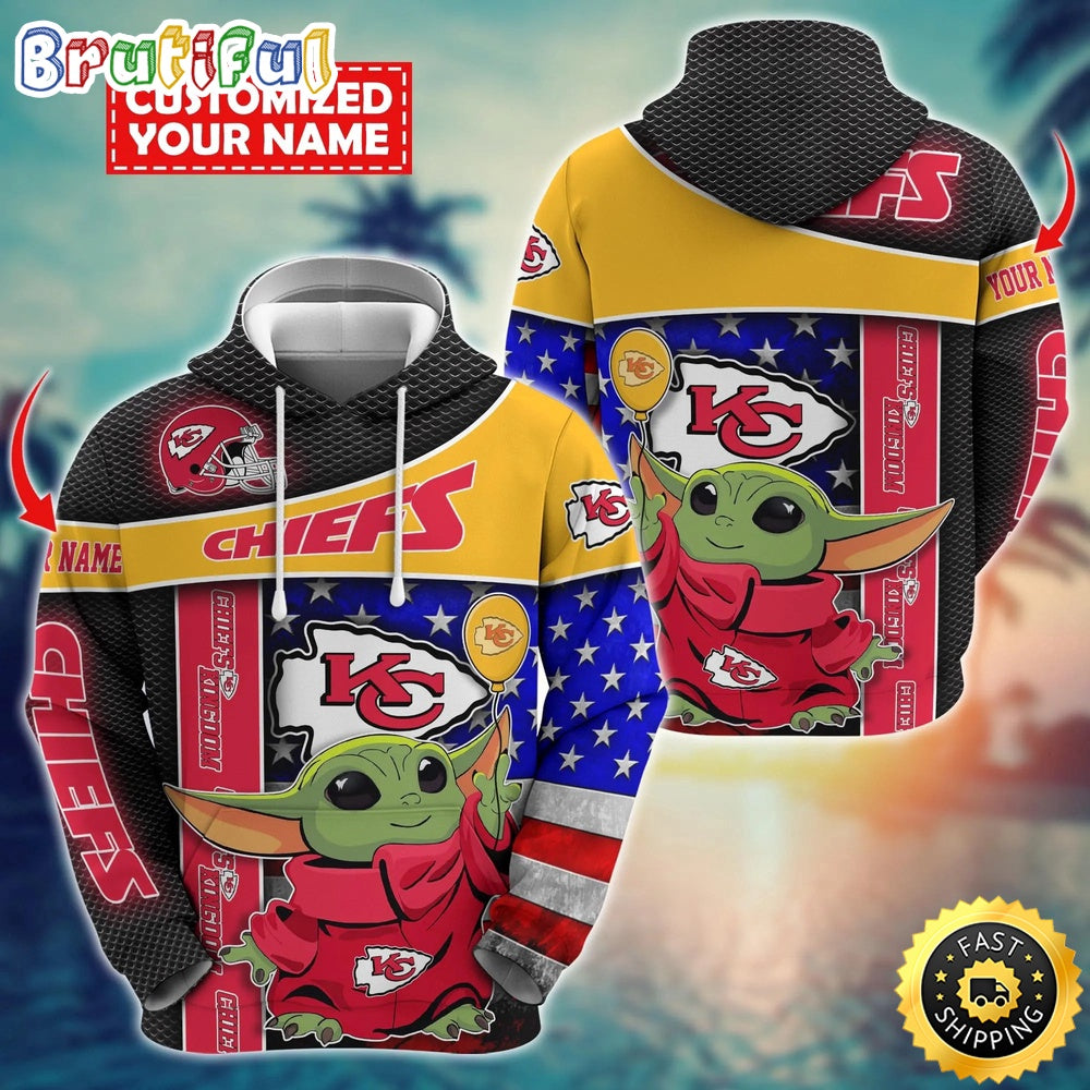 Personalized NFL Kansas City Chiefs Hoodie Baby Yoda Unisex Hoodie