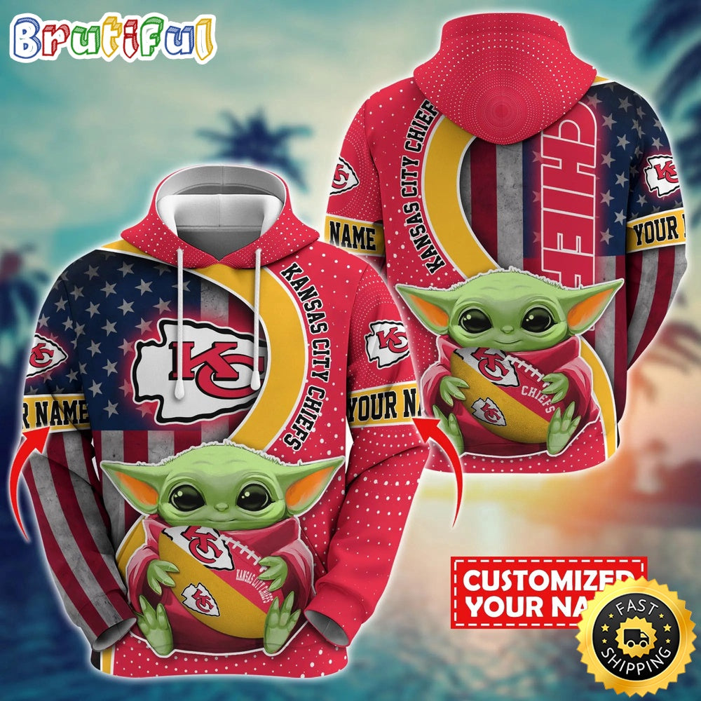 Personalized NFL Kansas City Chiefs Hoodie Baby Yoda Unisex Hoodie For Fans