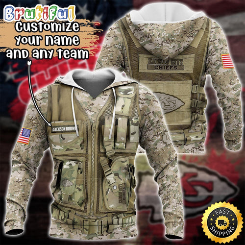 Personalized NFL Kansas City Chiefs Hoodie Camo Military Hoodie