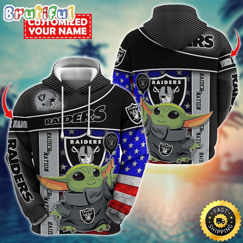 Personalized NFL Las Vegas Raiders Hoodie Baby Yoda Unisex Hoodie