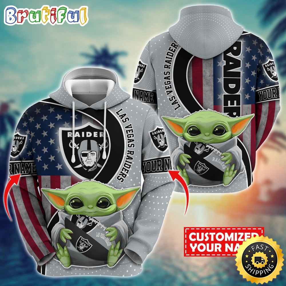 Personalized NFL Las Vegas Raiders Hoodie Baby Yoda Unisex Hoodie For Fans