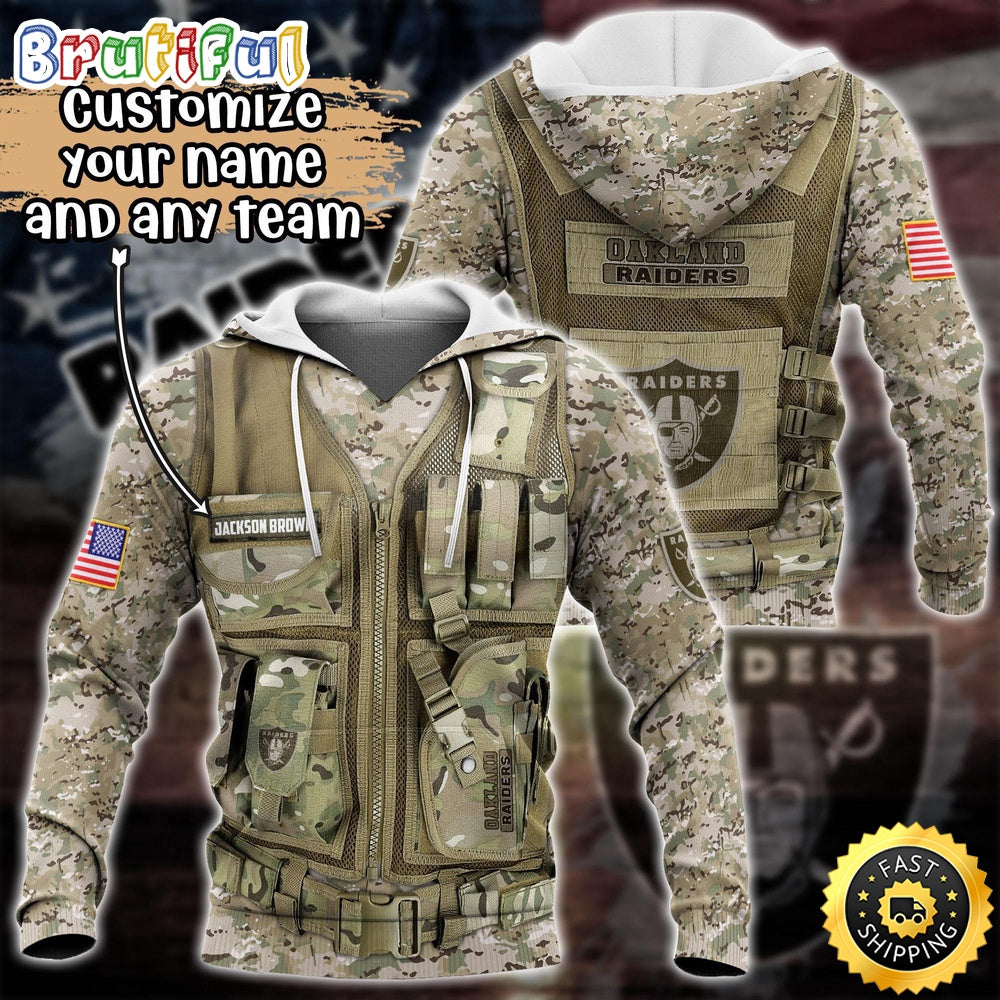 Personalized NFL Las Vegas Raiders Hoodie Camo Military Hoodie
