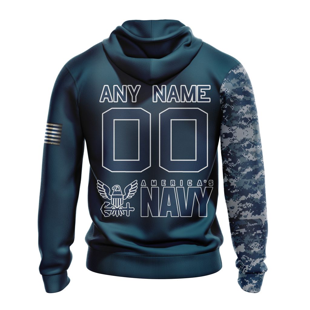 Personalized NFL Los Angeles Chargers Hoodie Special Navy Camo Veteran Design 3D Hoodie Unisex Hoodie