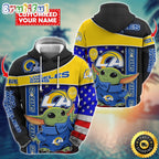Personalized NFL Los Angeles Rams Hoodie Baby Yoda Unisex Hoodie