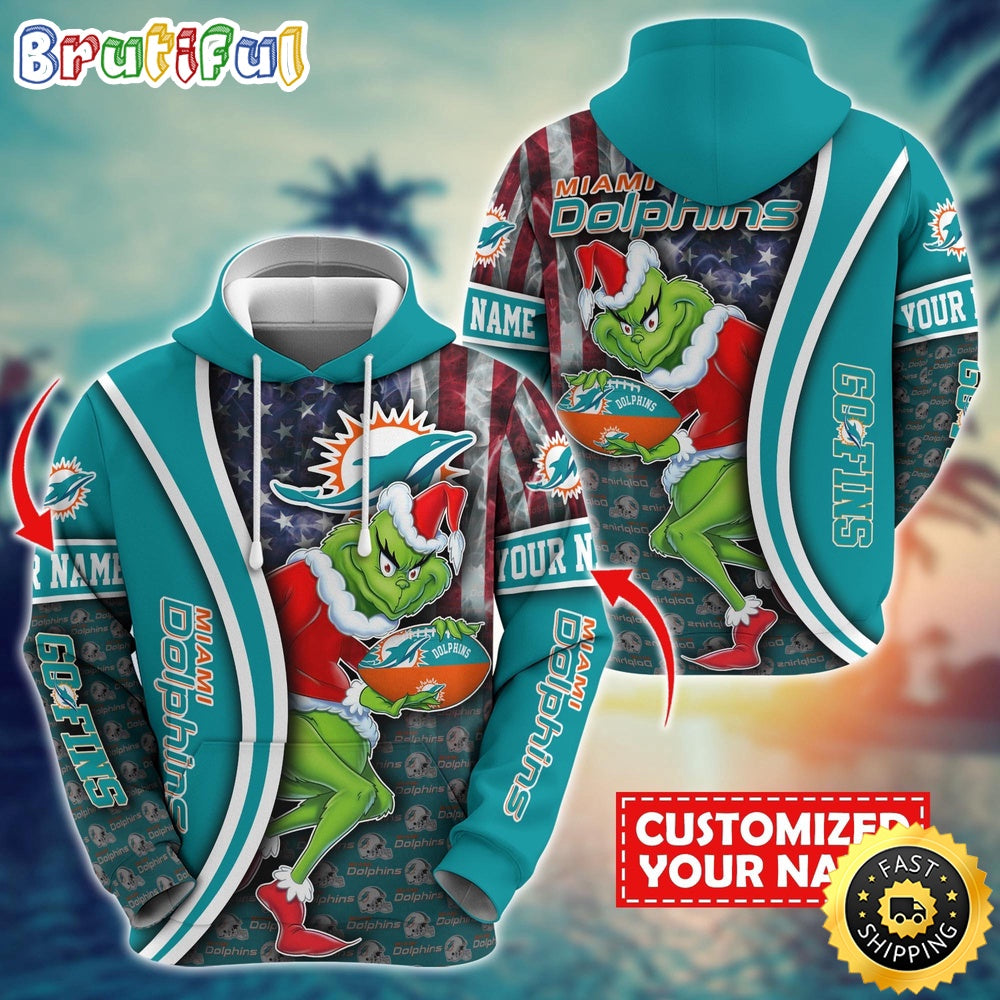 Personalized NFL Miami Dolphins Hoodie Grinch Unisex Hoodie