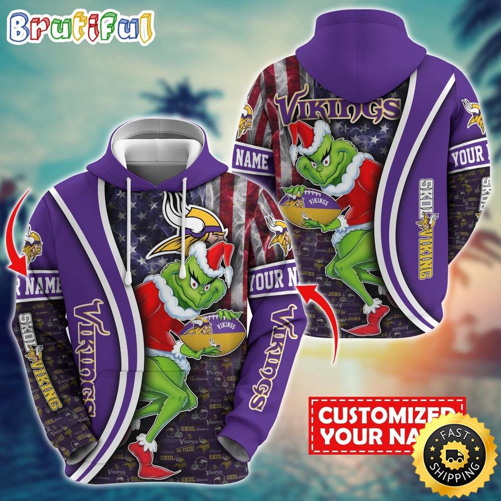 Personalized NFL Minnesota Vikings Hoodie Grinch Unisex Hoodie
