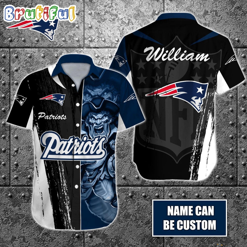 Personalized NFL New England Patriots Hawaiian Shirt Special Half Tone Mascot Aloha Shirt