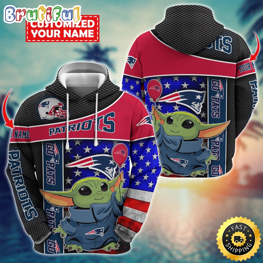 Personalized NFL New England Patriots Hoodie Baby Yoda Unisex Hoodie