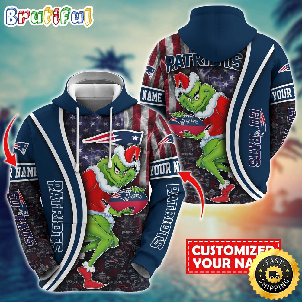 Personalized NFL New England Patriots Hoodie Grinch Unisex Hoodie