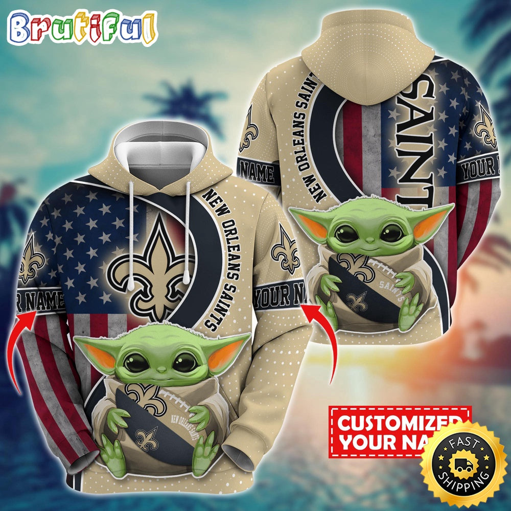Personalized NFL New Orleans Saints Hoodie Baby Yoda Unisex Hoodie For Fans