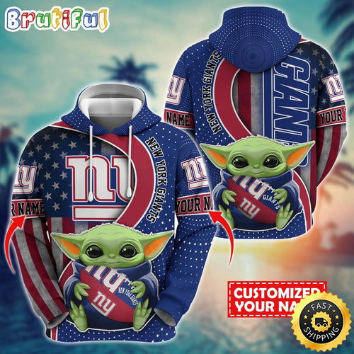 Personalized NFL New York Giants Hoodie Baby Yoda Unisex Hoodie For Fans