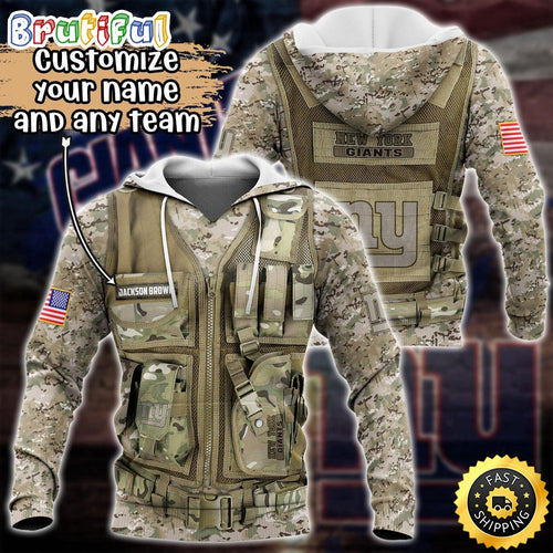 Personalized NFL New York Giants Hoodie Camo Military Hoodie