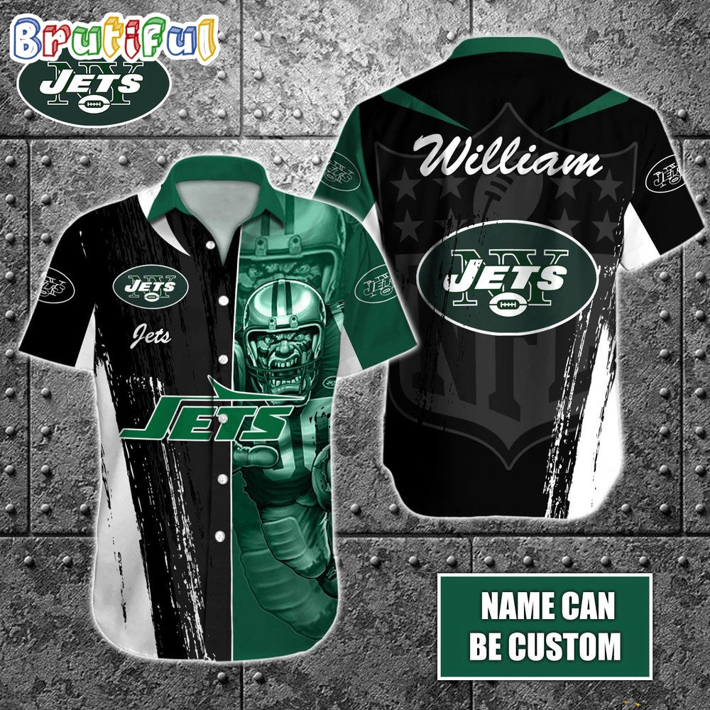 Personalized NFL New York Jets Hawaiian Shirt Special Half Tone Mascot Aloha Shirt
