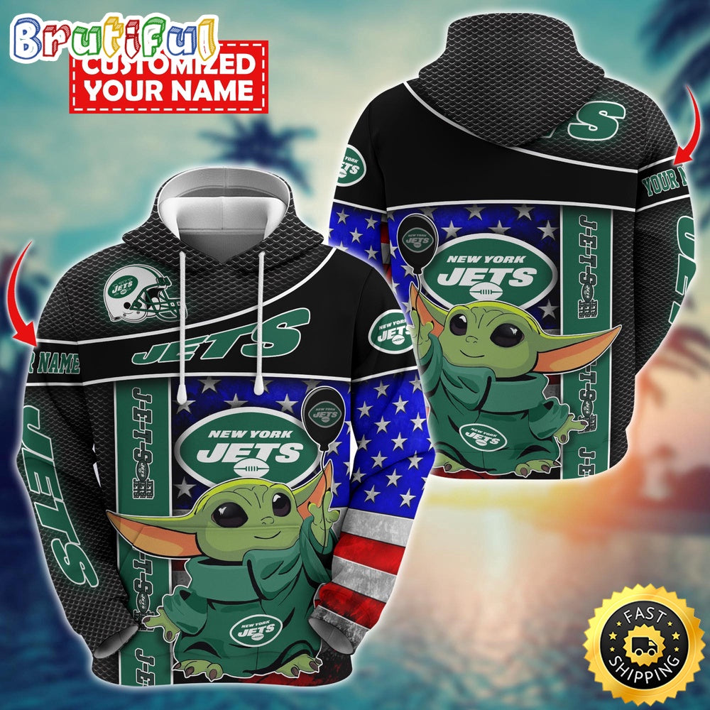 Personalized NFL New York Jets Hoodie Baby Yoda Unisex Hoodie