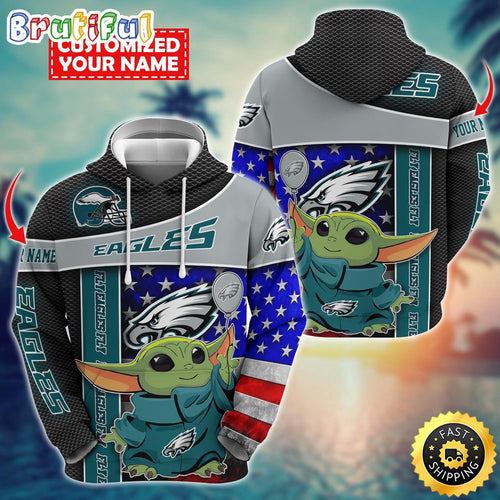 Personalized NFL Philadelphia Eagles Hoodie Baby Yoda Unisex Hoodie